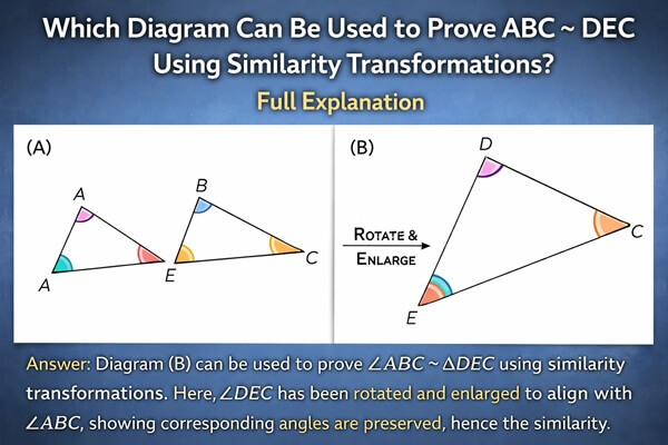 Which Diagram Can Be Used to Prove ABC ~ DEC Using Similarity Transformations Full Explanation